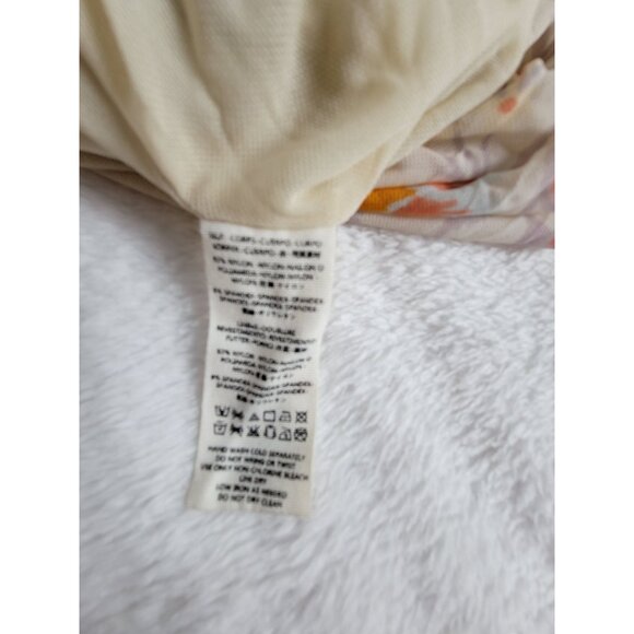 Free People Womens Floral Print Sheer Peasant Blouse Medium Beige Orange Boho - Picture 5 of 9